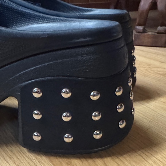 CROCS women’s 12 men’s 10 Black Studded Platform Mules NEW siren studded clog - Picture 6 of 10